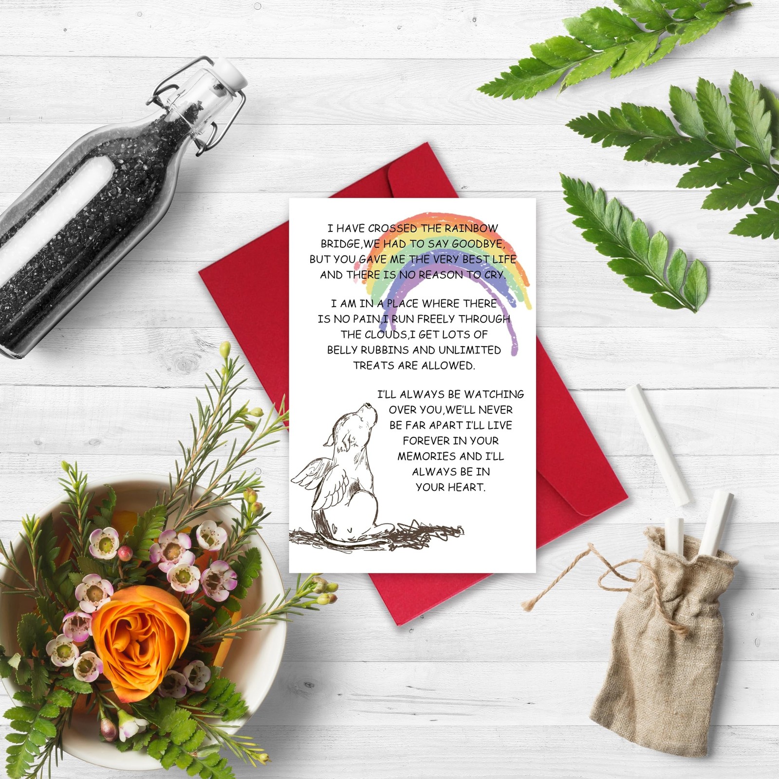 Sympathy Card for Loss of Pet Dog, Pet Loss Cards,Rainbow Bridge Condolence C…