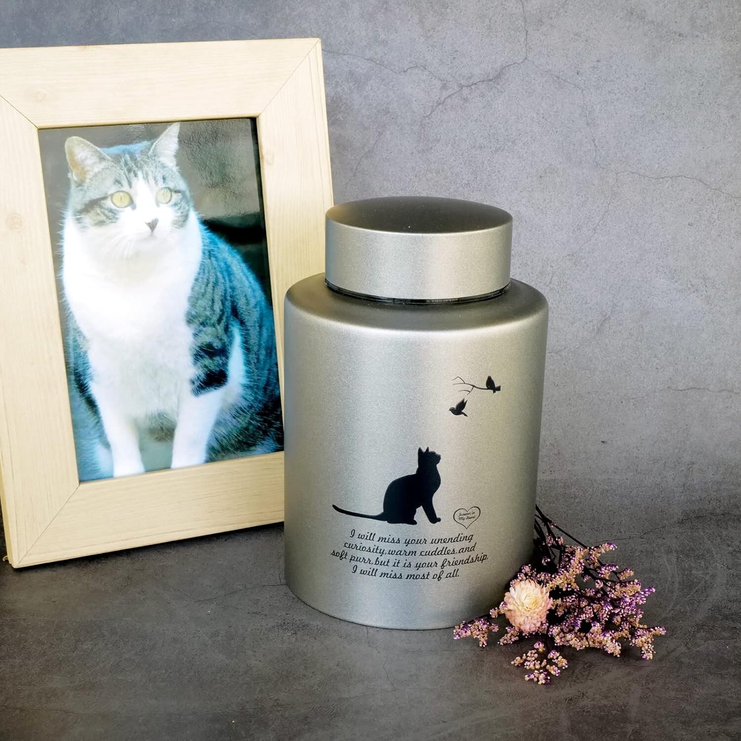 Premium Pet Cremation Urns – Cats Ashes – Up to 60 lbs – Elegant Gray