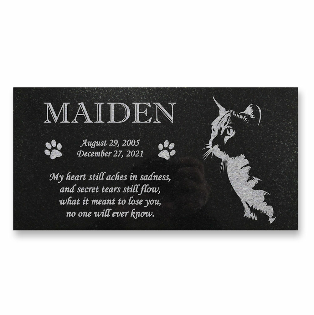 Personalized Cat Memorial – Granite Stone Pet Grave Marker – 6×12 – Maiden