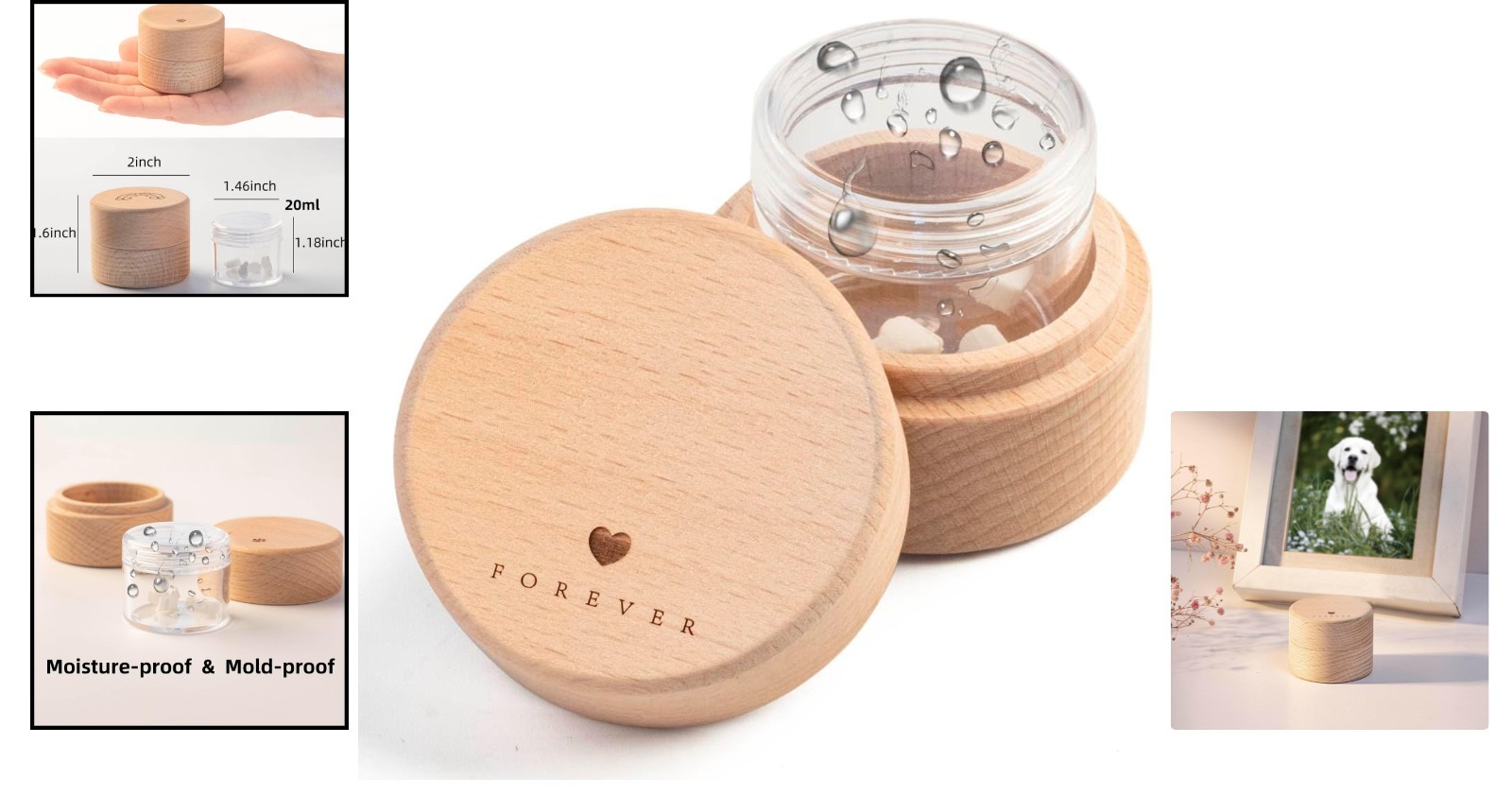 Compact Heart-Shaped Pet Keepsake Urn with Transparent Box – Perfect for Ashes
