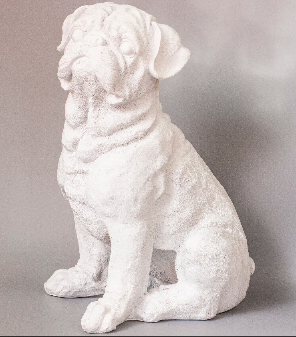 Unpainted Pug Dog Urn Pet Ashes Memorial Grave Decor Funeral Cremation Sculpture