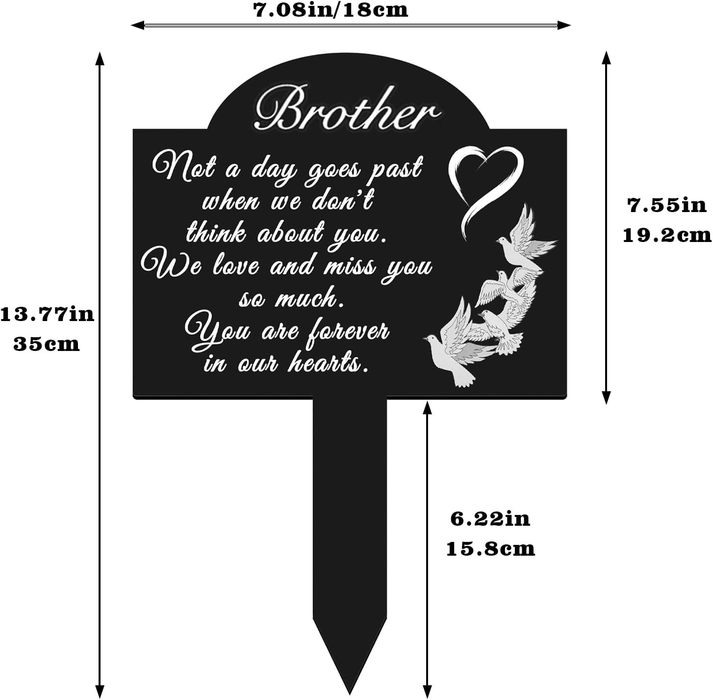 Memorial Grave Stake for – 13.8 × 7.9 Inch Metal Cemetery Decoration, Weatherpr