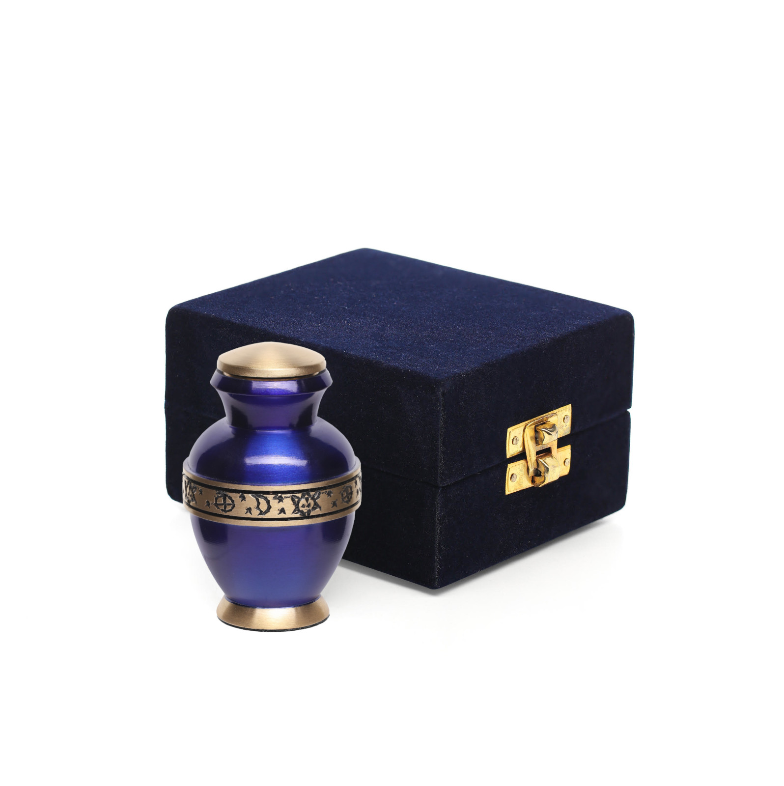 Pet Cremation Urn, Small urn for Animal Ashes, Blue Gold