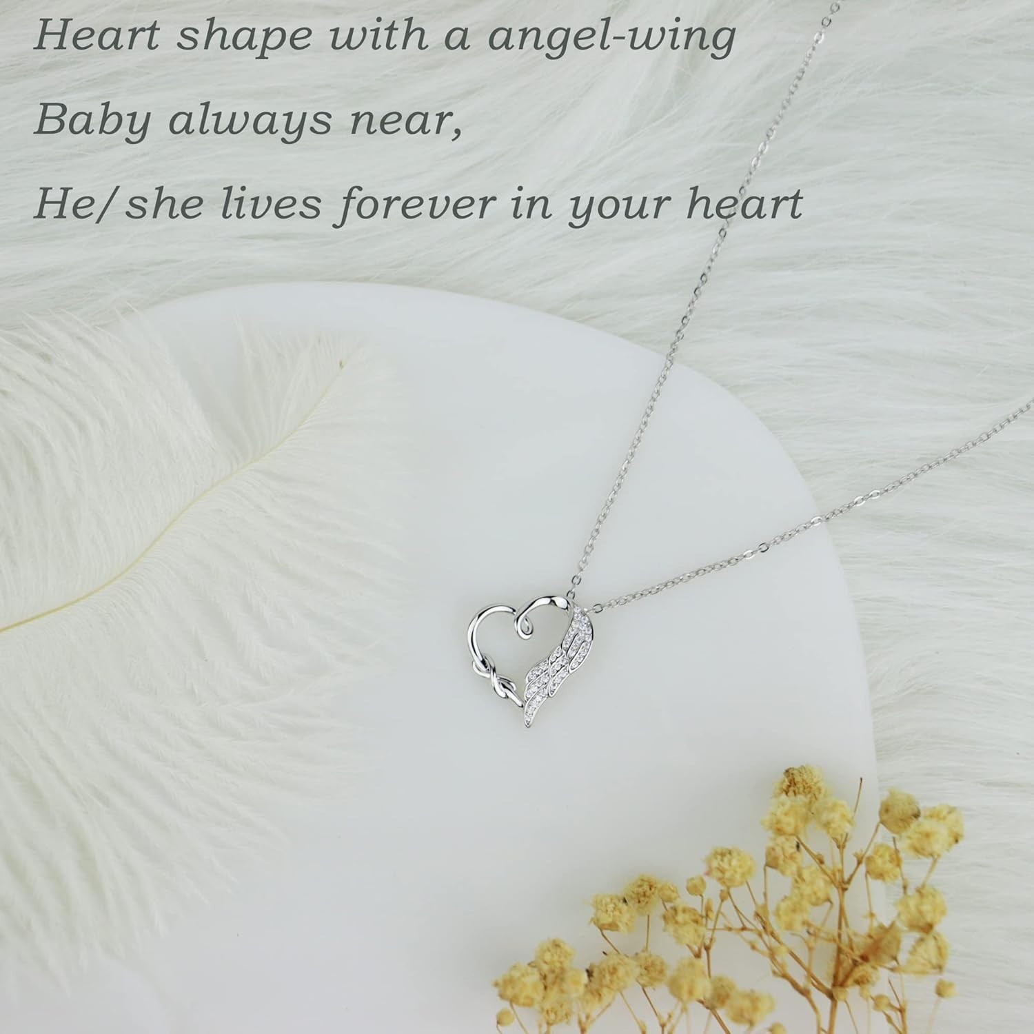 Sympathy Gifts for Loss of Loved One, Sterling Silver Angel Wing Infinity Hea…