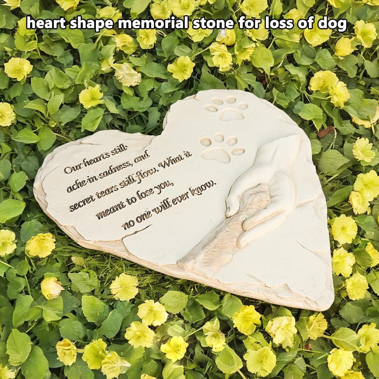 jinhuoba Dog Pet Memorial Stones, Heart-Shaped Loss of Pet Dog Grave Stone He…
