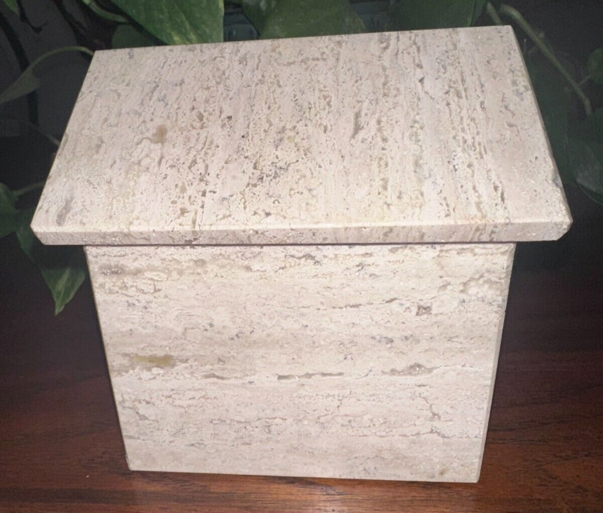 Natural Light Travertine Marble pet urn memorial dog cremains handmade doghouse
