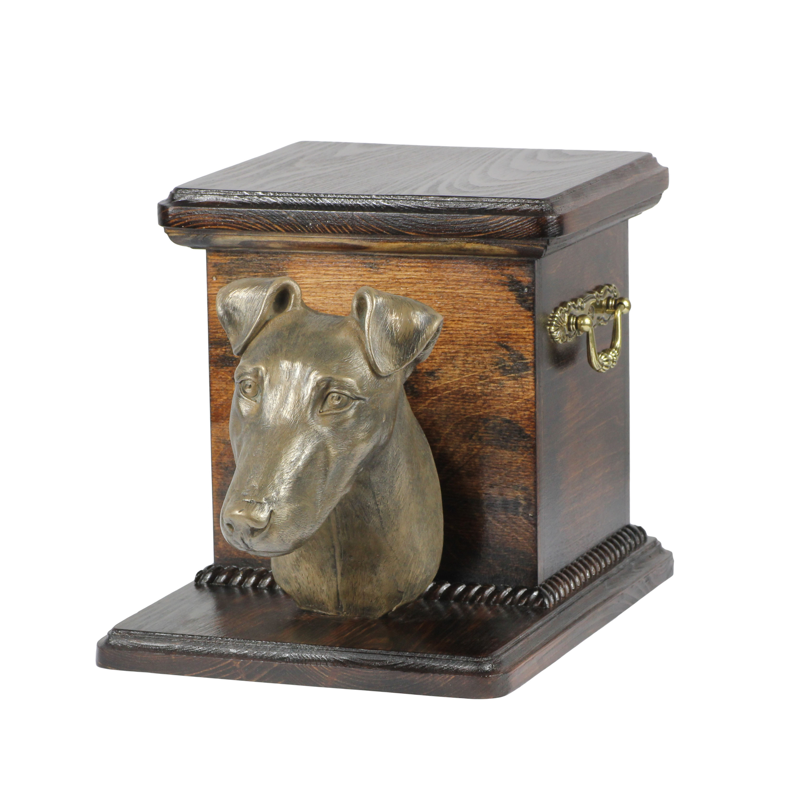 Fox Terrier Smooth Hair Wooden Urn With Dog Art-Dog