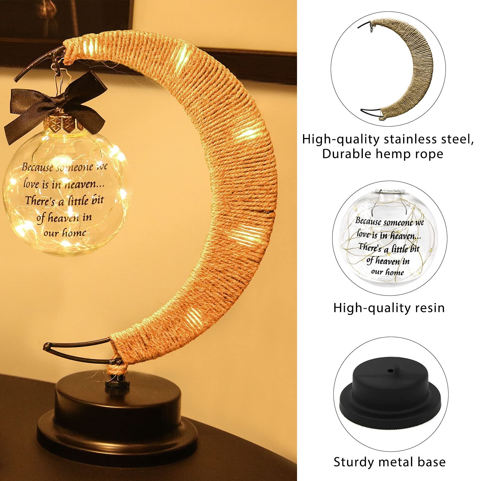 Besoamo Memorial Moon Lamp, Sympathy Gifts for Loss of Mom Father Loved One, …