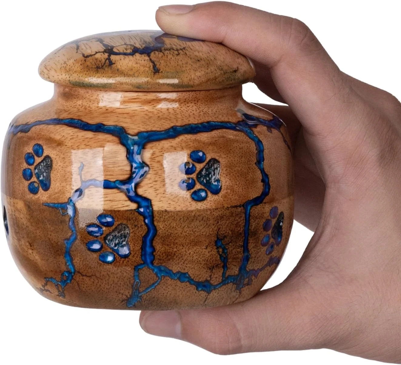 Wood Pet Urns for Dog/Cat Ashes – Small 10 Cu/In Resin Decorative Urn for Ashes