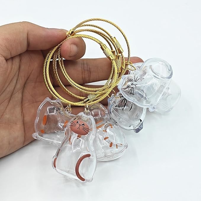 6Pcs Cat Hair Storage Pendant Keychain Pet Hair Keepsake Collector Plastic Trans