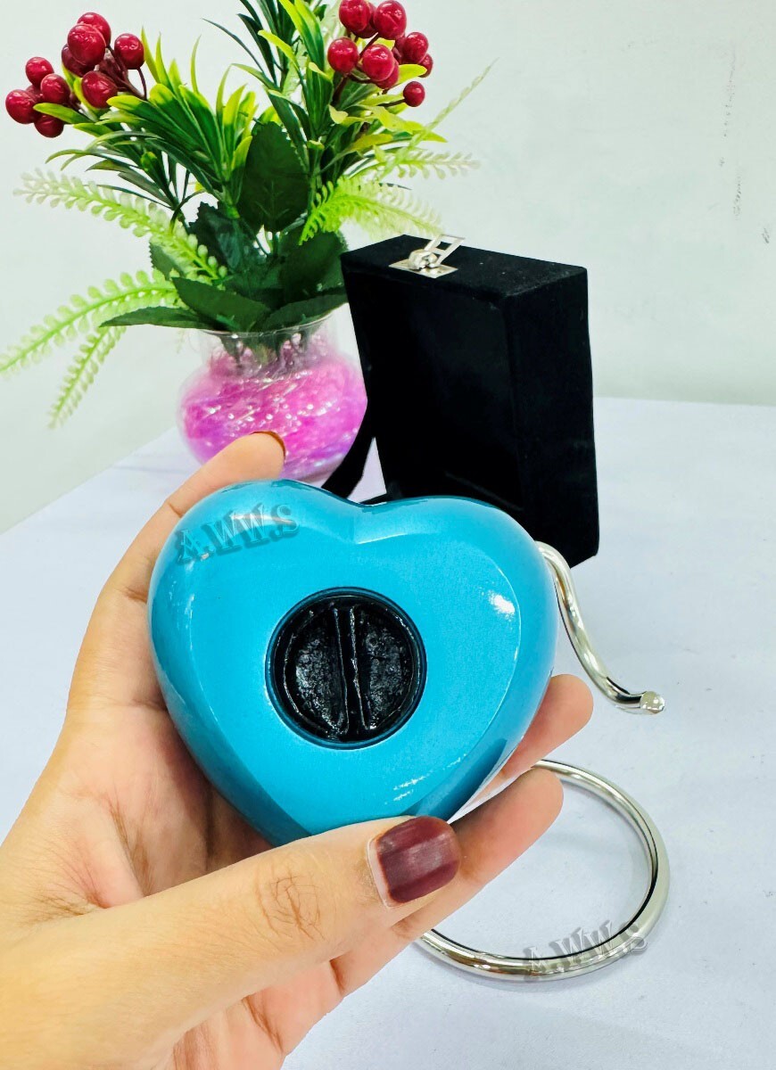 Handcrafted Beautiful Butterfly Sky Blue Urn Heart Shaped with Stand & Box –