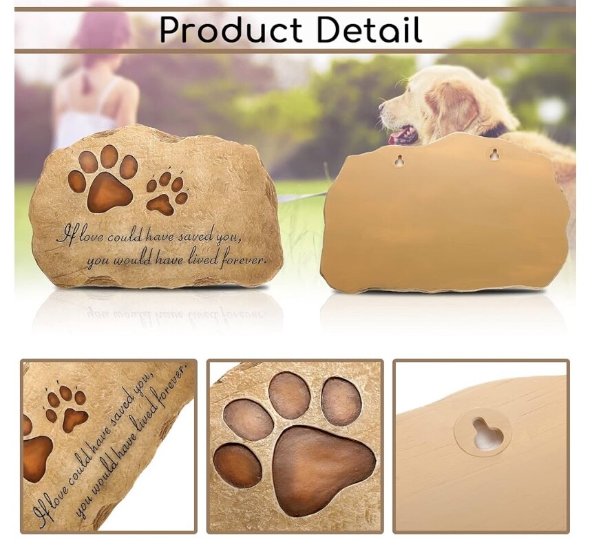 Pet Memorial Stone Pet Memory Stepping Stone Cat Dog Headstone Garden Memorial..