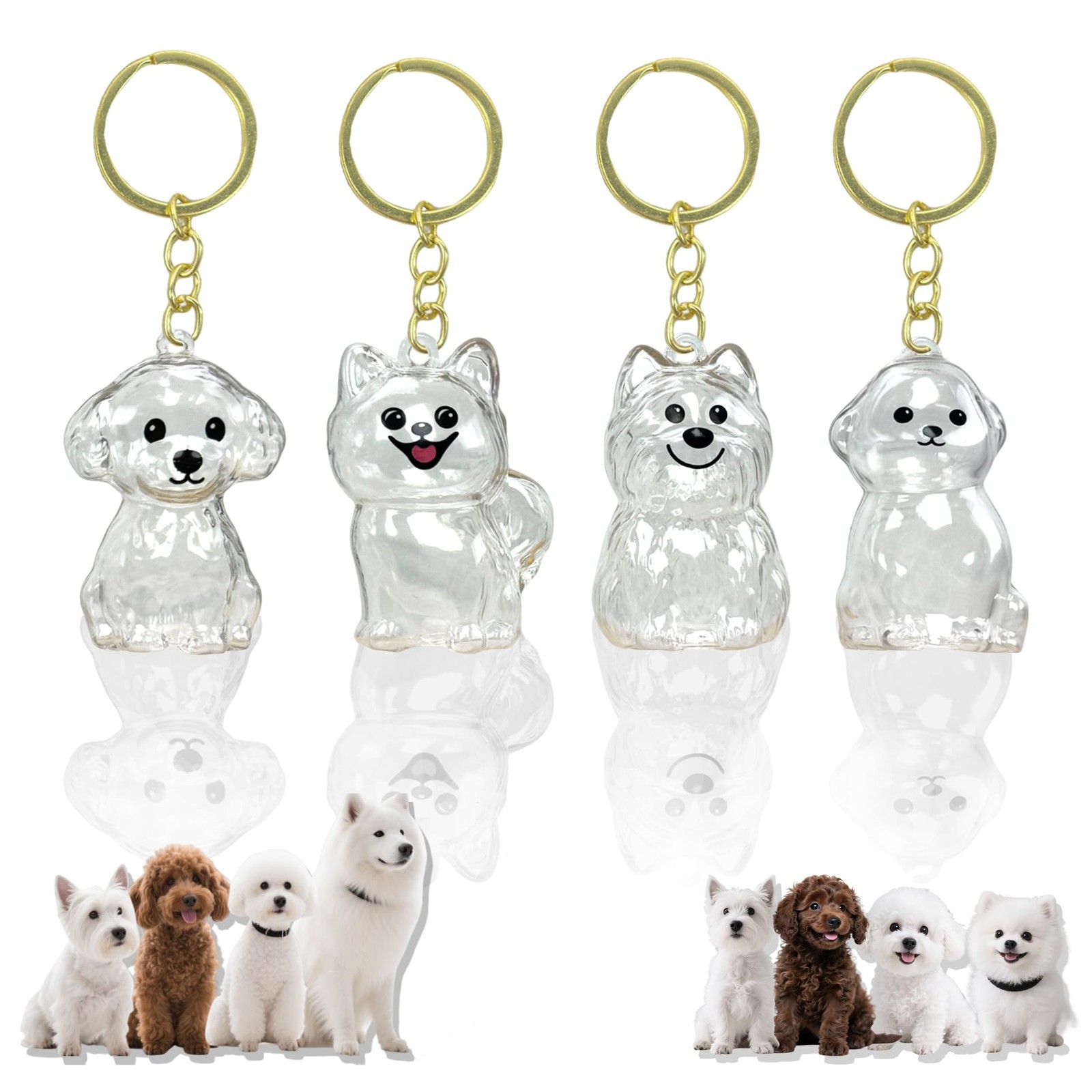 4 Pack Dog Hair Keychain | Set for pet Keepsake Bottle to Preserve Fur | Mem…