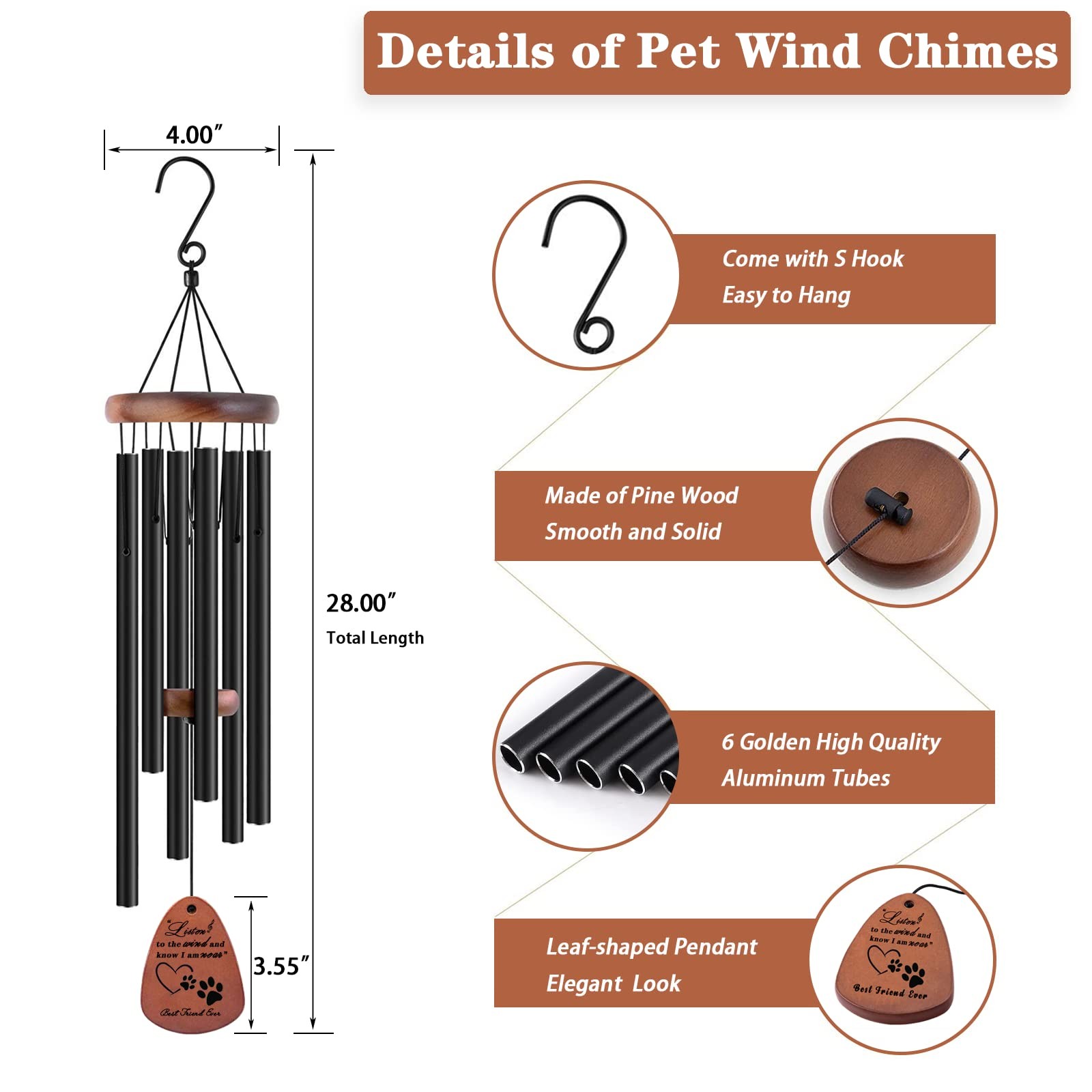 Dog Memorial Gifts, 28″ Pet 4.3 x 1.5 x 12.9 inches, A-water-black