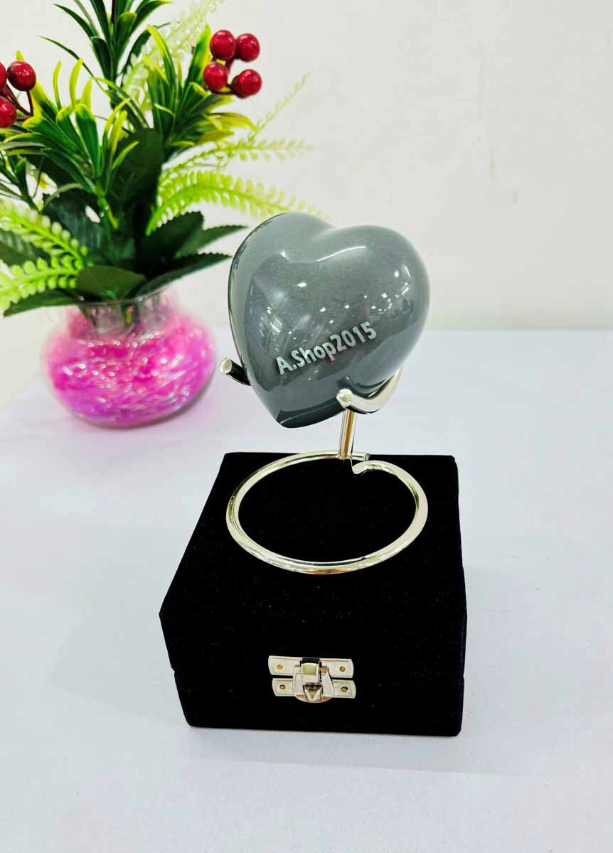Grey Heart Premium Cremation Urn for Ashes Keepsake with Brass Stand Best Gift