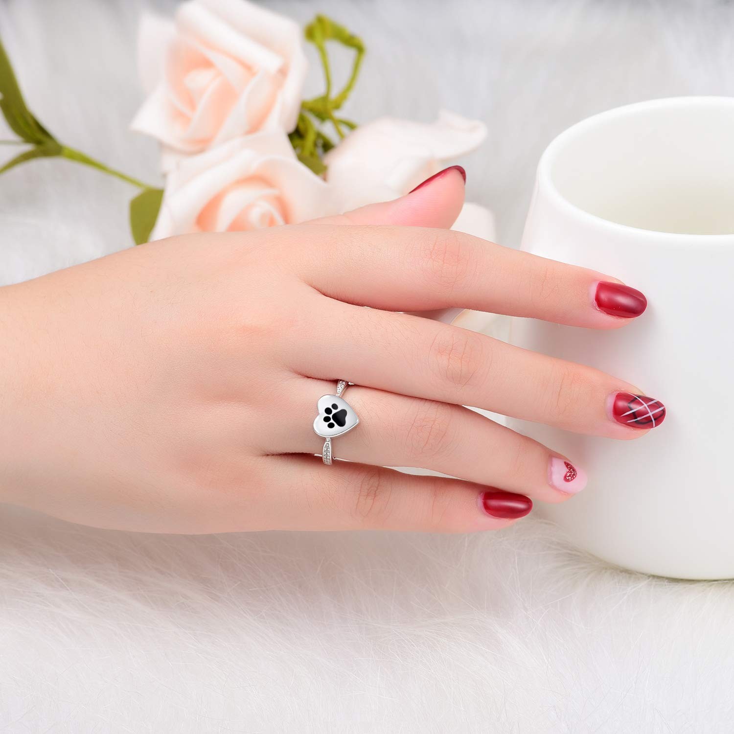 925 Sterling Silver Love Heart Urn Ring for pet Dog Cat’s Ashes Keepsake Memoria