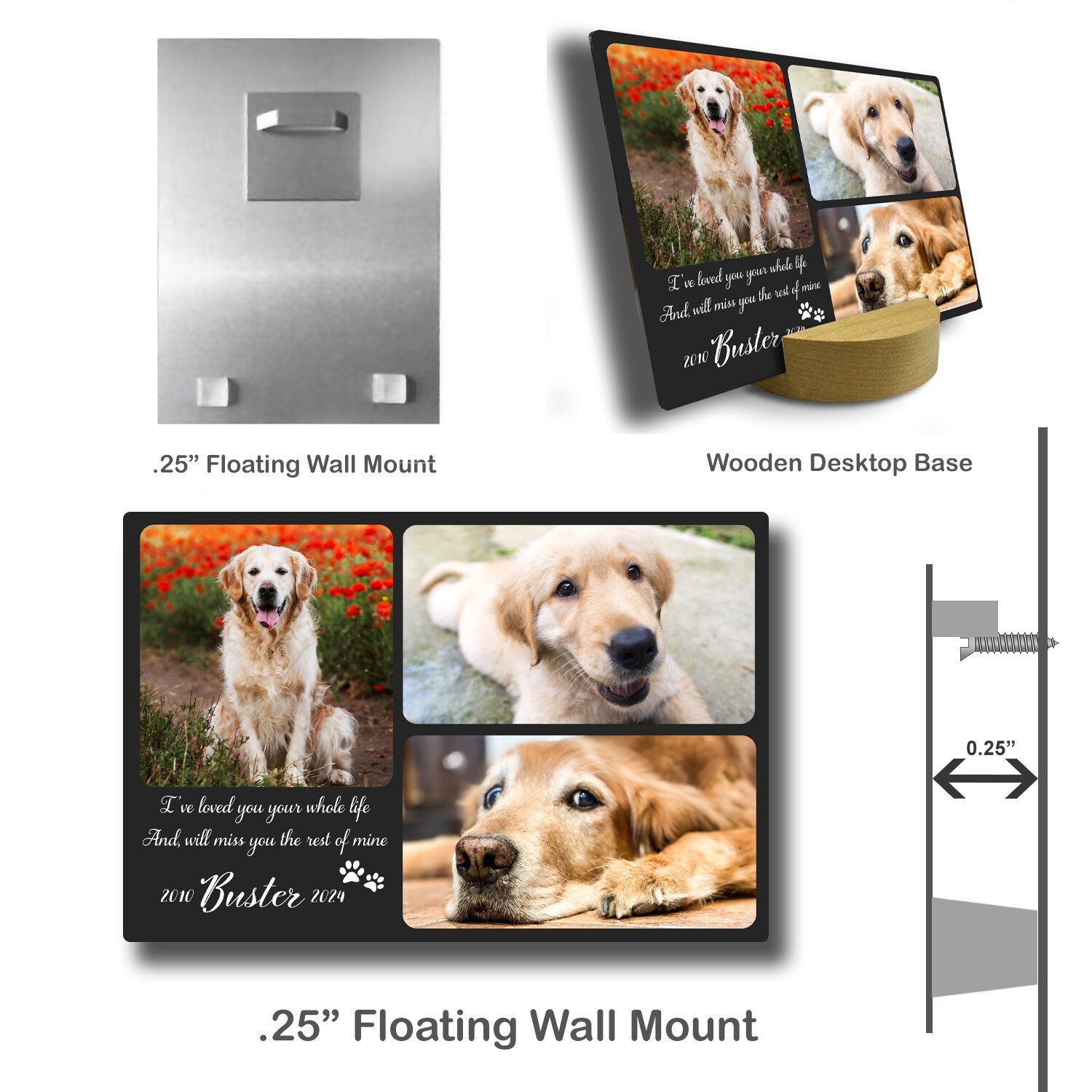 Personalized Pet Memorial Gifts with Photo of your Dog, Cat Custom Metal Print