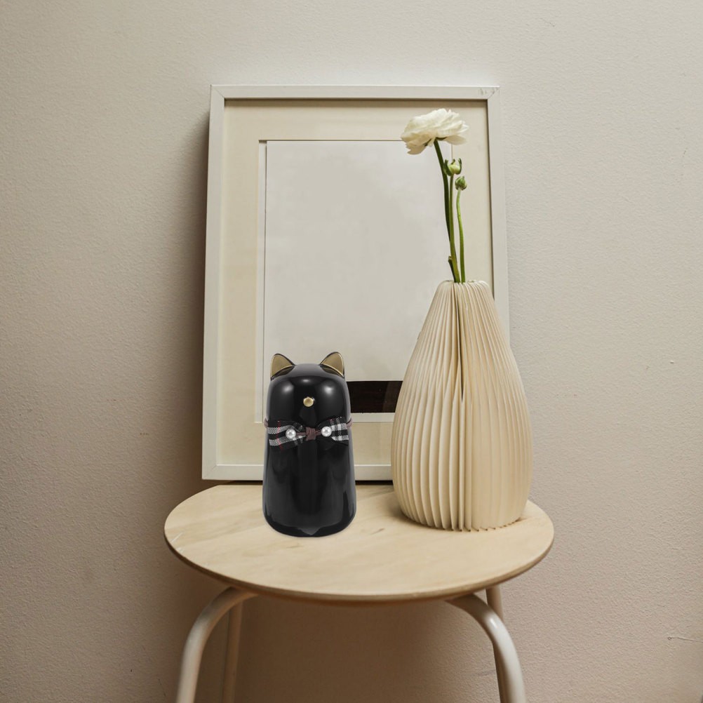 Decorative Black Cat Funeral Urn Ceramic Keepsake Box for Pet Ashes Storage