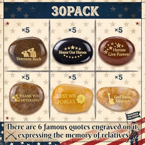 Pcs Veterans Gifts Memorial Stones 6 Different 4th of July 30 Independence Day
