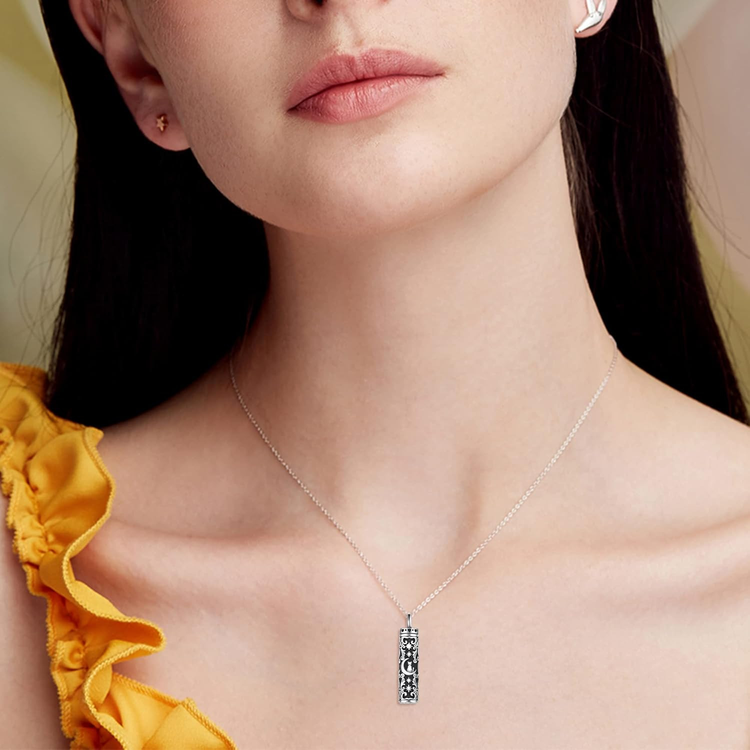 Urn Necklace for Ashes 925 Sterling Silver Cat/Fox/Dog/Opal/Guitar Pet Cremation