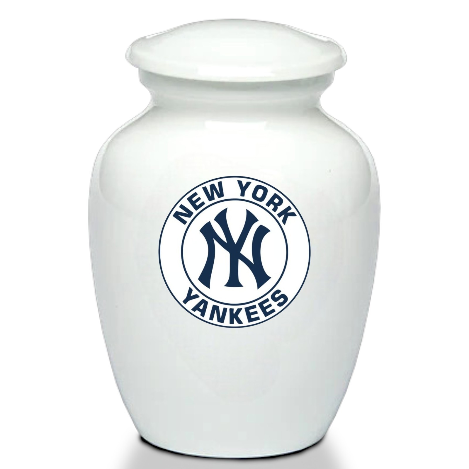 New York Yankees Baseball Style Cremation Urn Adult Ashes Metal White 8 In Urns