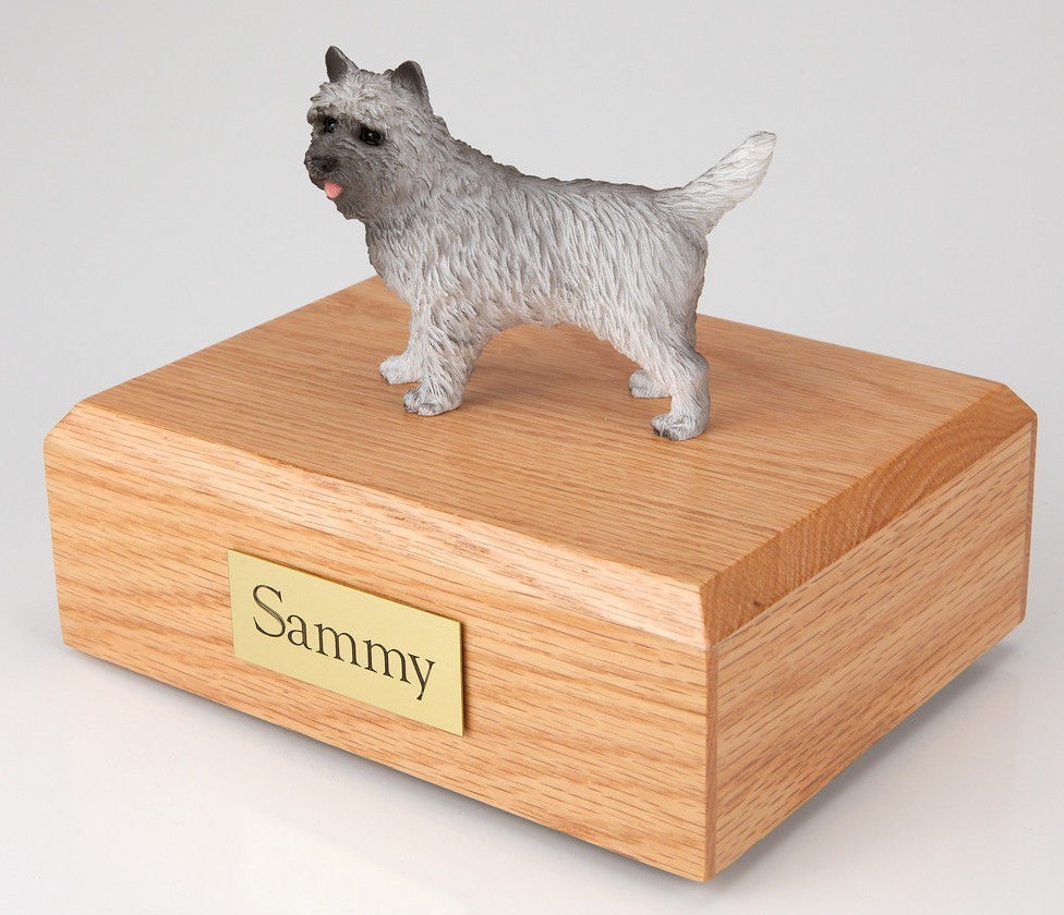 Gray Cairn Terrier Pet Funeral Cremation Urn Avail in 3 Diff Colors & 4 Sizes
