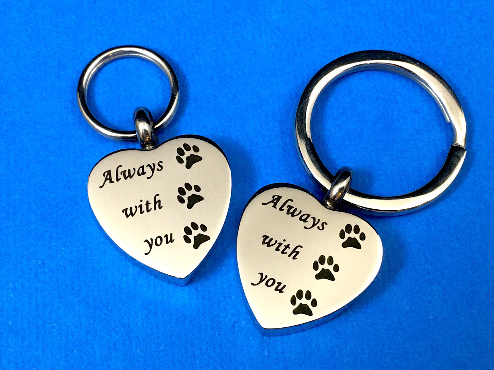 Pet Cremation Pendant Urn Keychain 1″ Key Ring Dog Cat Ashes Always With You Paw