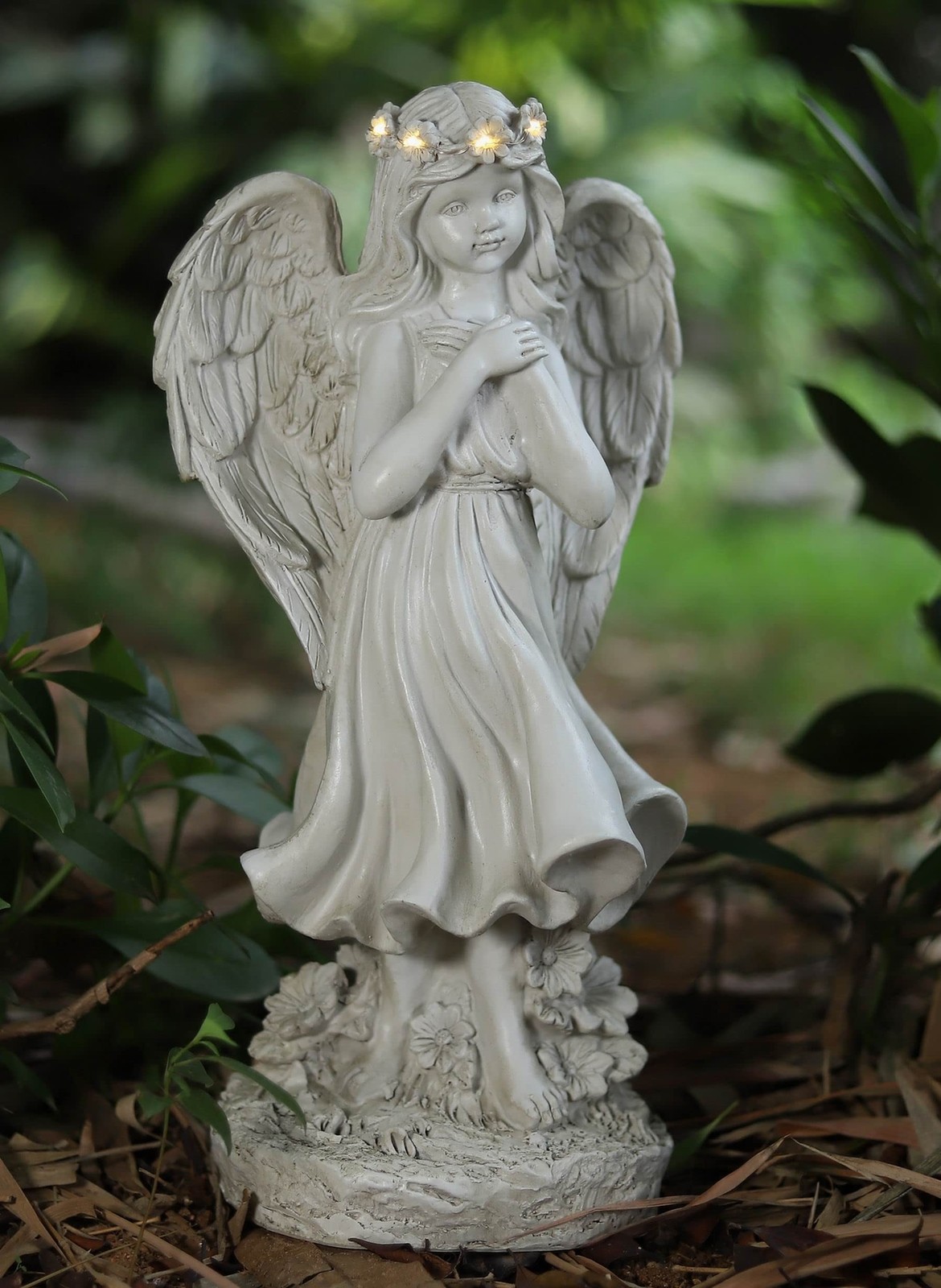Garden Angel Figurines, Light Up Praying Angel Statues Outdoor Statue with So…