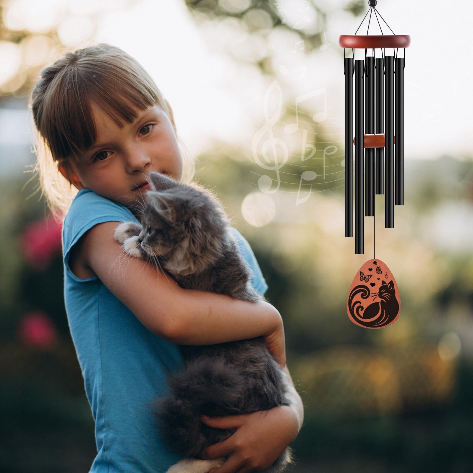Cat Memorial Gifts Wind Chimes, Personalized Pet Loss Sympathy Gifts to Honor…