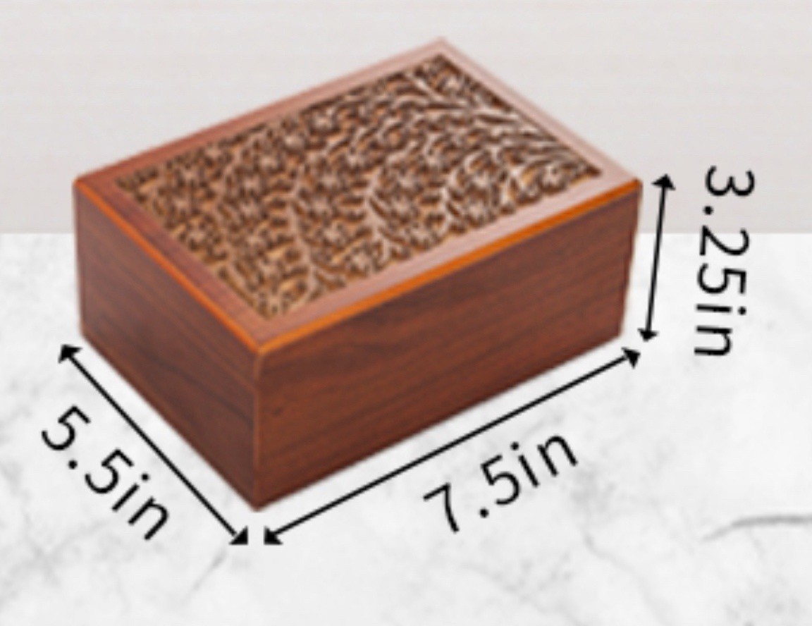 Wooden Tree of Life Cremation Keepsake / Urn Box For Pet Ashes 7.5″×5.5″×3.5″