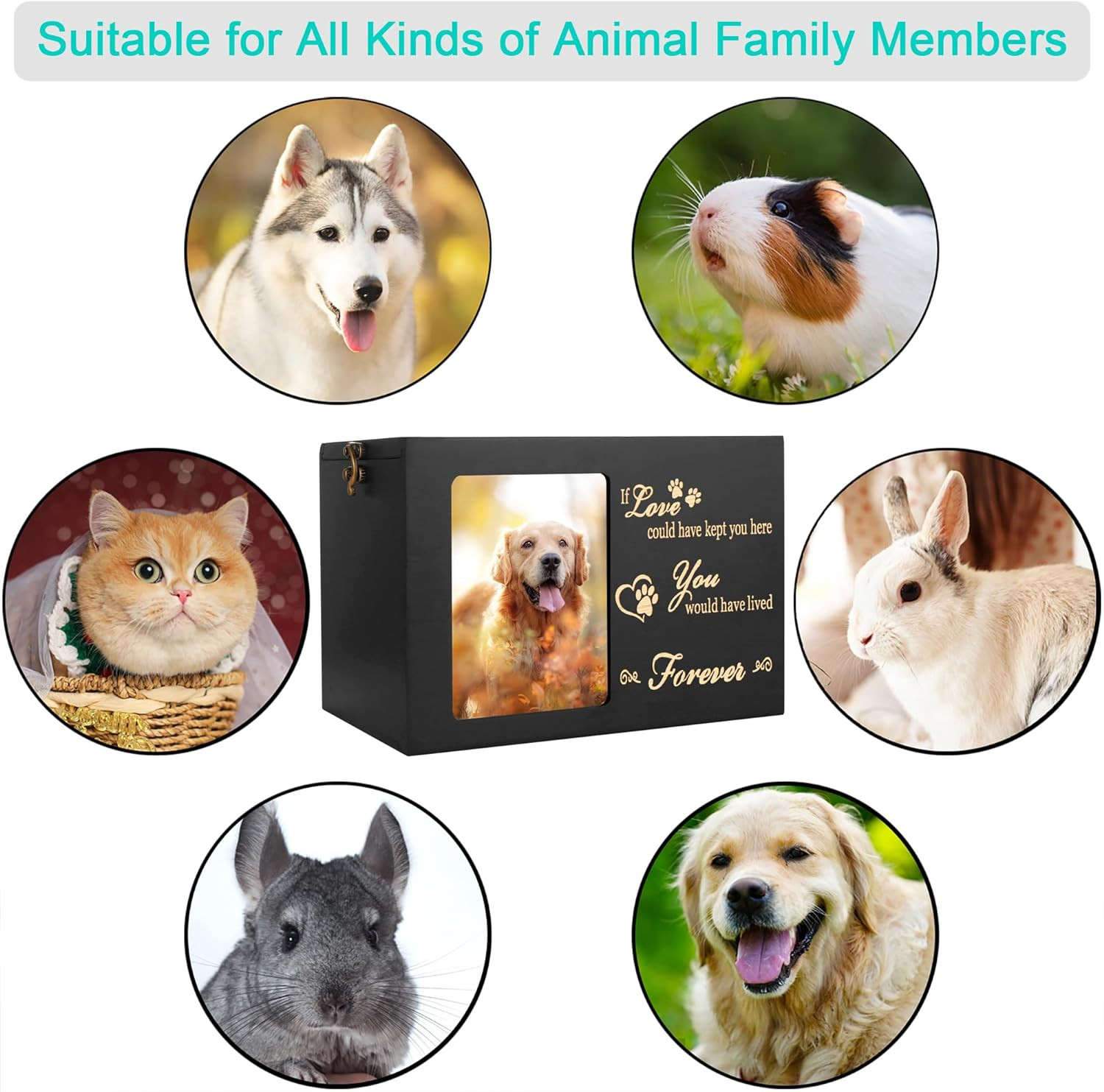 Pet Memorial Urns for Dog or Cat Ashes, Large Wooden Funeral Cremation Urns