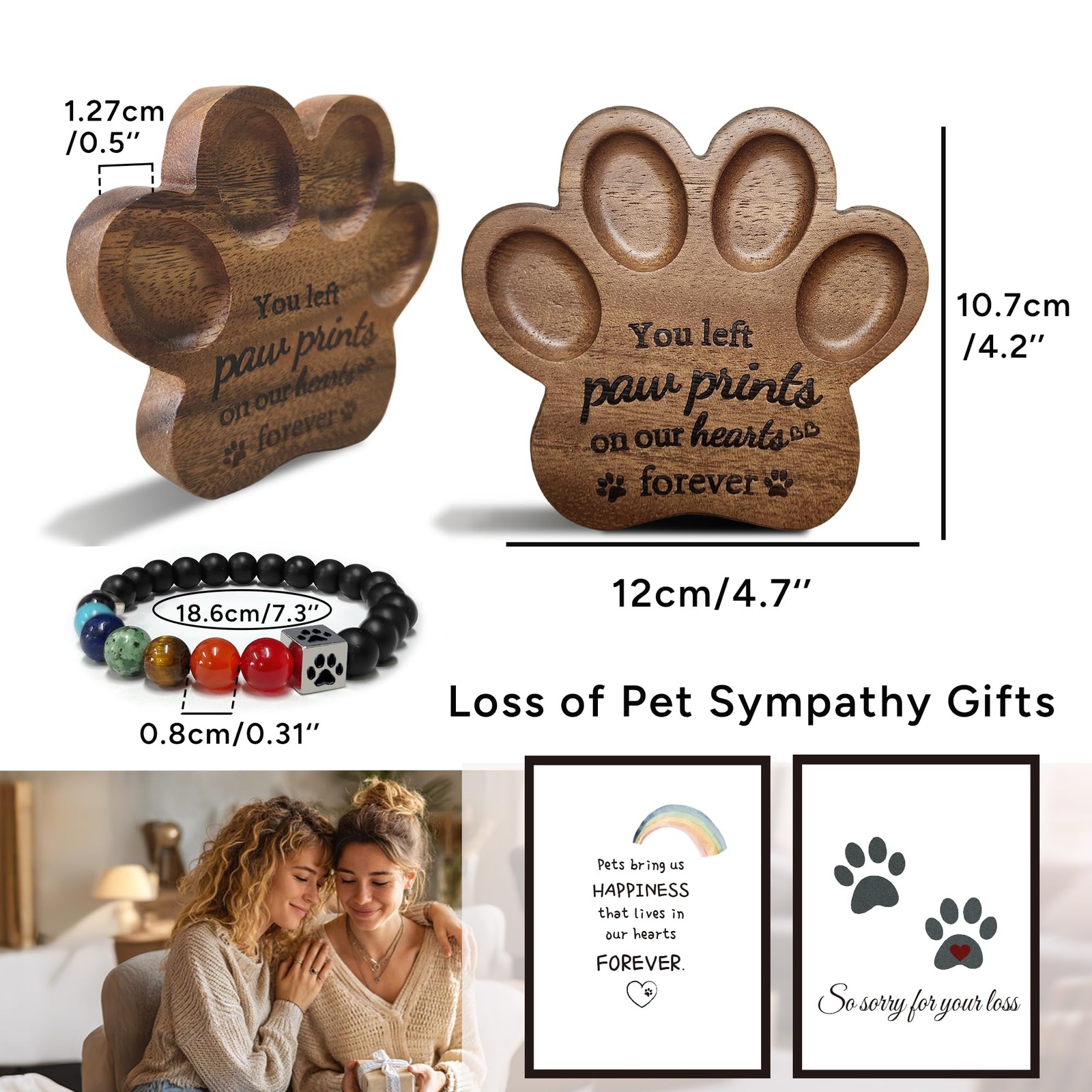 Skittypurr Dog Memorial Gift Set,Paw Print Shape Ornament to Multi-Color