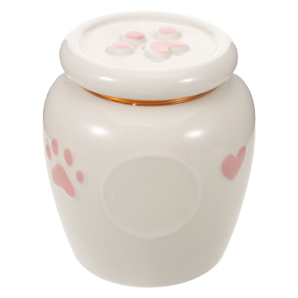 Cat Urns for Ashes – 600ML/20oz Ceramic Urn for Cats and Dogs with Pink Heart &