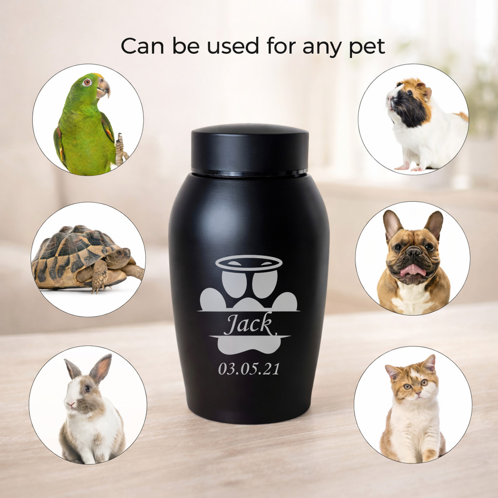 Custom Engraved Pet Urn for Ashes, Personalized Dog & Cat Memorial Cremation Urn