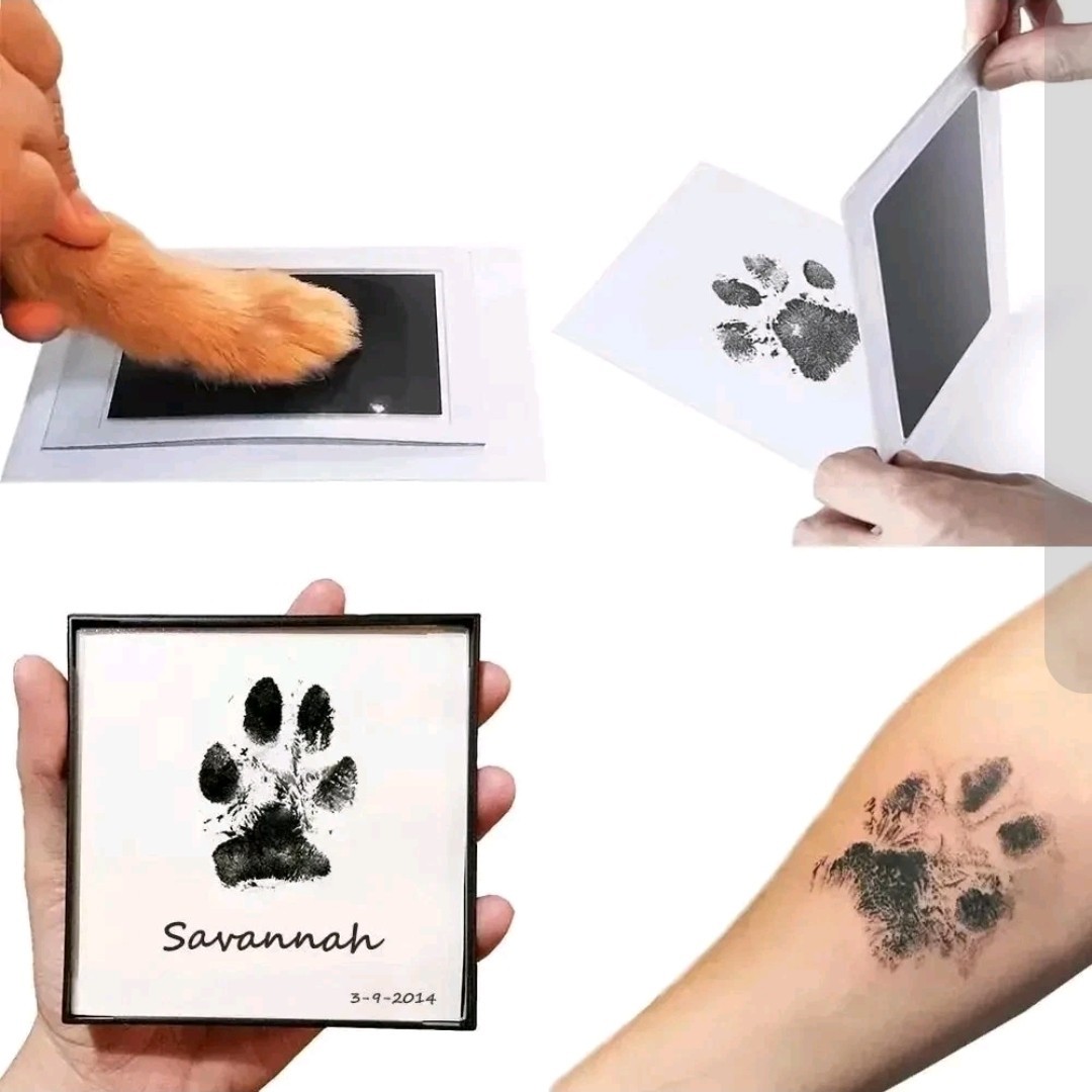Paw Print Ink Pad Kit for Dogs Cats DIY Keepsake Impression Set 4 Card Black Ink