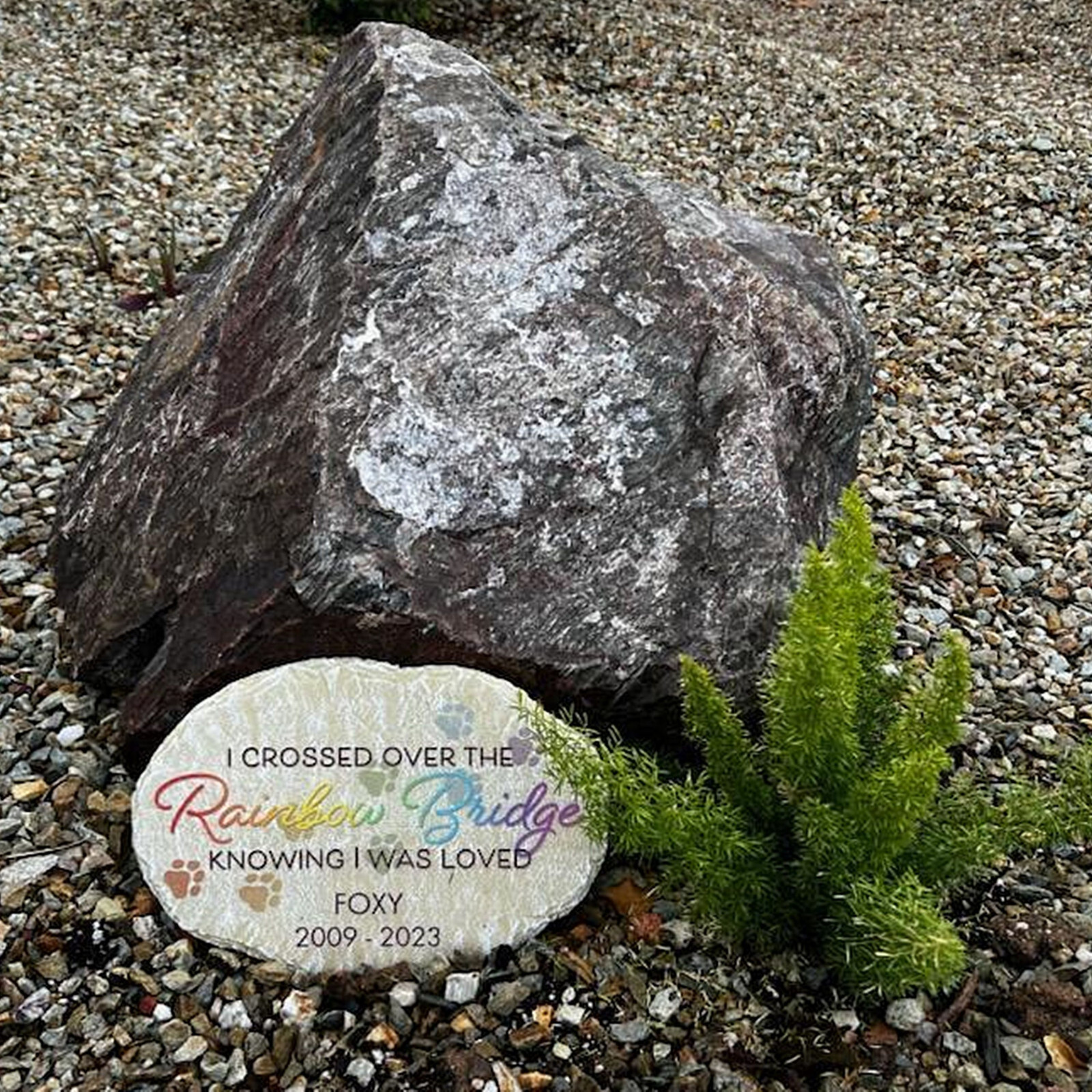 Personalized RAINBOW BRIDGE Pet Memorial Grave Marker Garden Stepping Stone