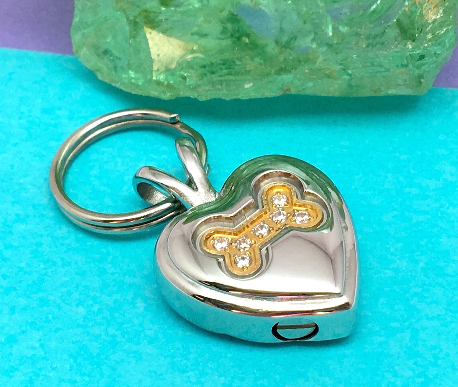 Dog Bone Heart Cremation Necklace Crystals Ladies Urn Jewelry Ash Pendant Girls