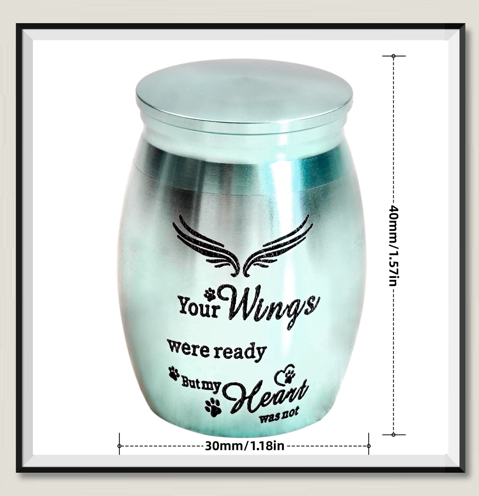 Blue Pet Memorial Small Urns 1.57inch For Dog&Cat Ashes Stainless Steel
