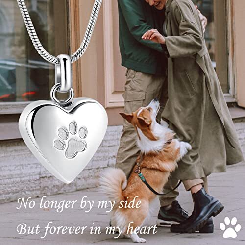 Pet Cremation Jewelry for Ashes Pendant Paw Print Pet Heart Urn Necklace Memo…