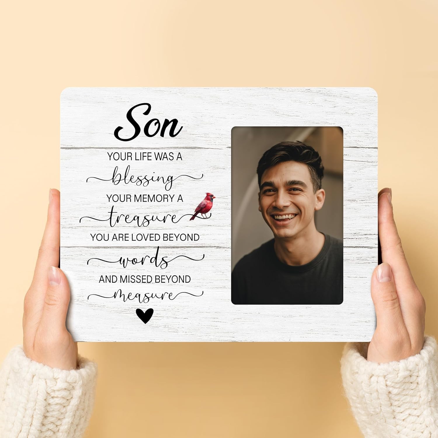 Memorial Picture Frame Gifts for Loss of Son In Loving Memory Frame 4x6in Photo