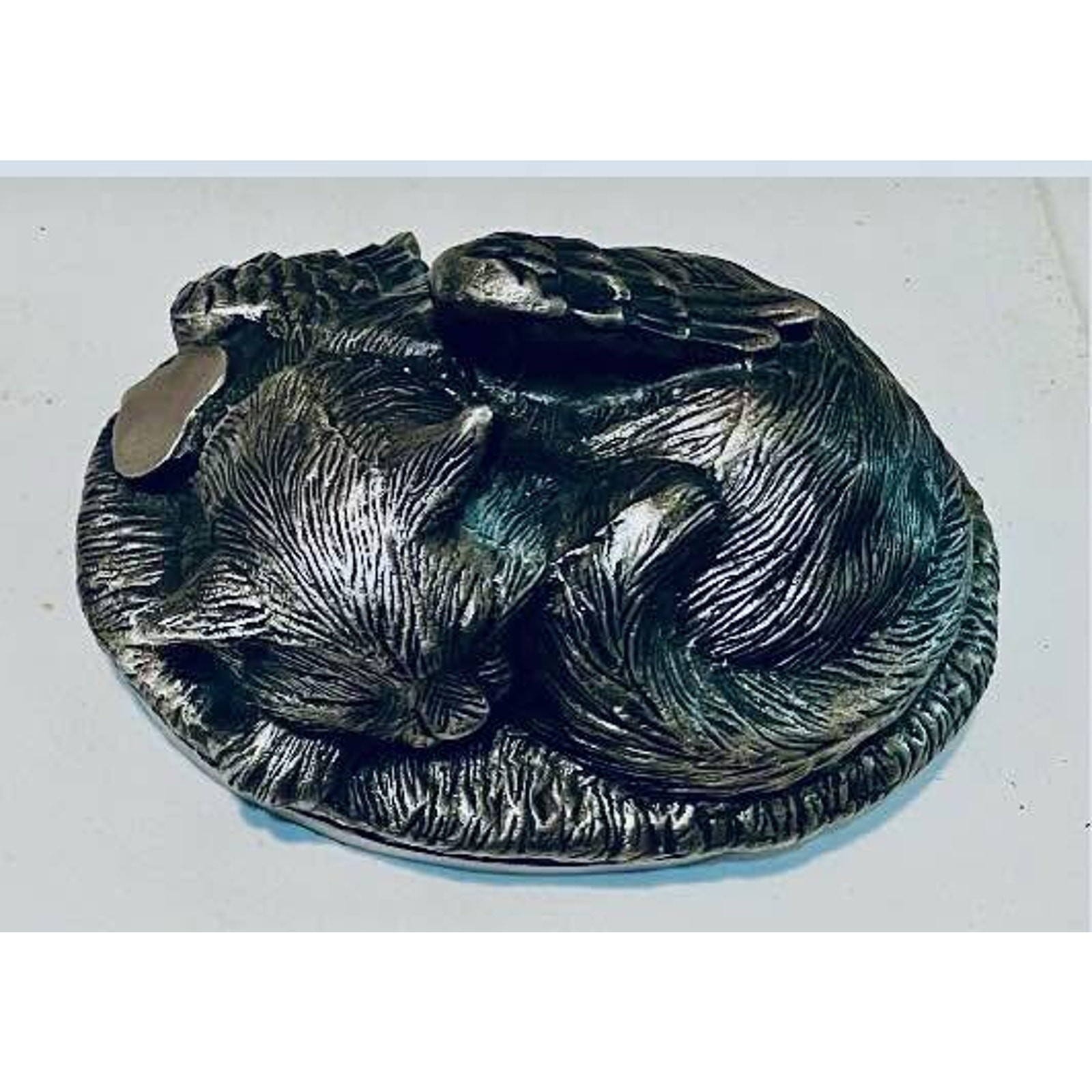 New Angel Cat Urn Statue. Pewter Finish. Pet Urn. Cat with Angle wings