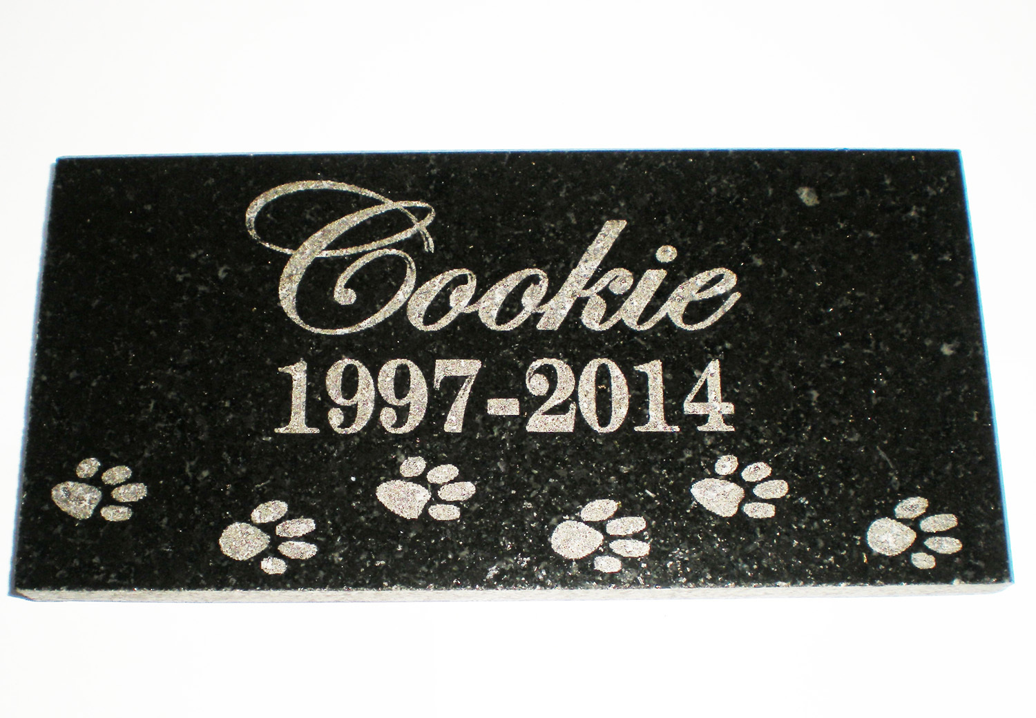 6″x12″ ENGRAVED Name & Date Pet Memorial GRANITE Grave Marker Stone Small Paws