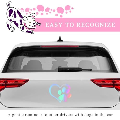Yourkar Pet Dog Paw Print Sticker, Love Heart Dog Paw Stamped Colorful