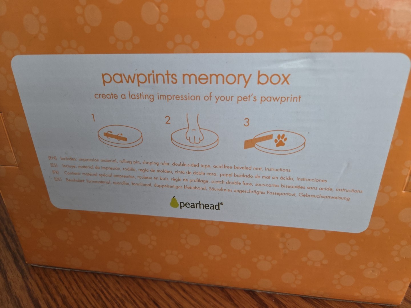 Pet Memory Box Wood Urn with Paw Print Kit for Dog or Cat Keepsake