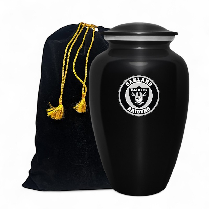 Oakland Raiders Football Theme Cremation Funeral Memorial Ashes Urn with Bag