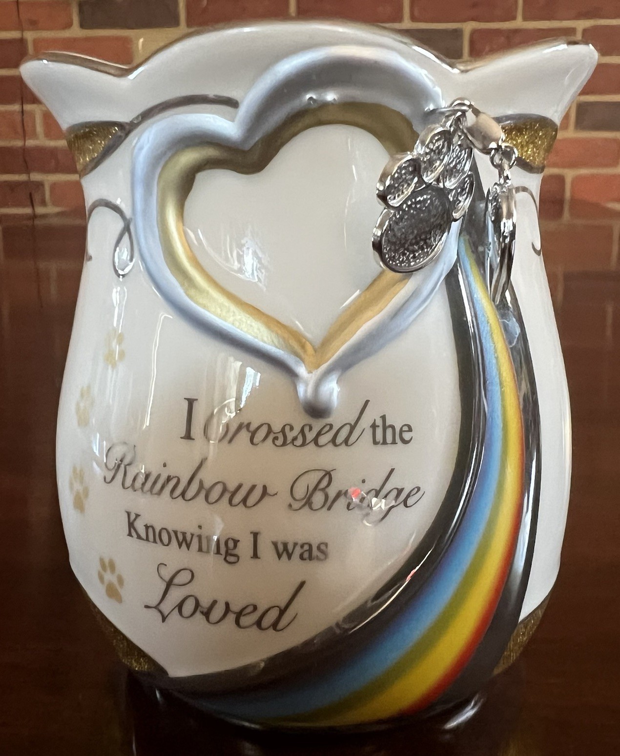4” Bradford Exchange Rainbow Bridge Pet Remembrance Candle Candleholder Dog Cat