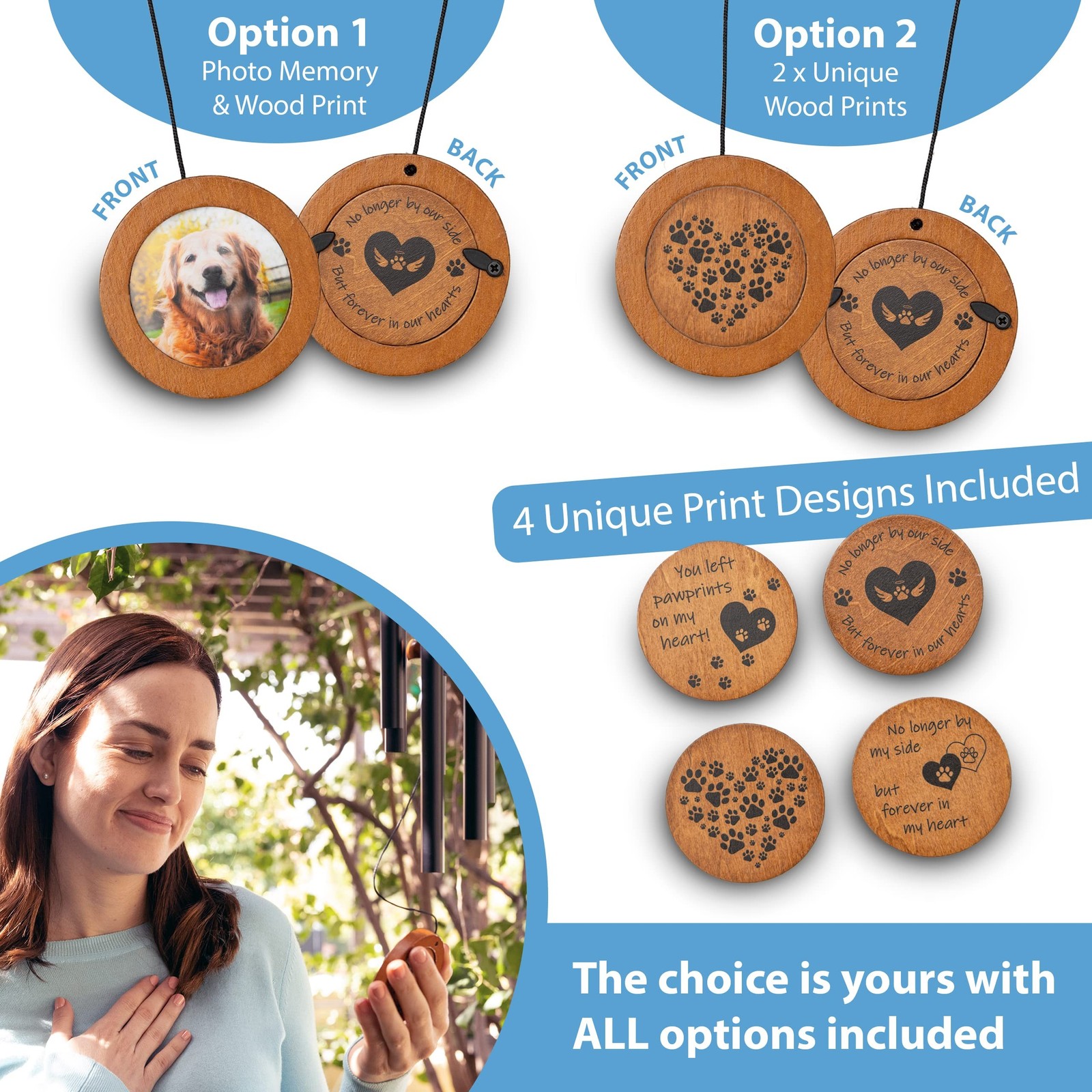 Dog Memorial Wind Chime 28″ with 5 Pendant Designs and Comforting Pet Loss eB…