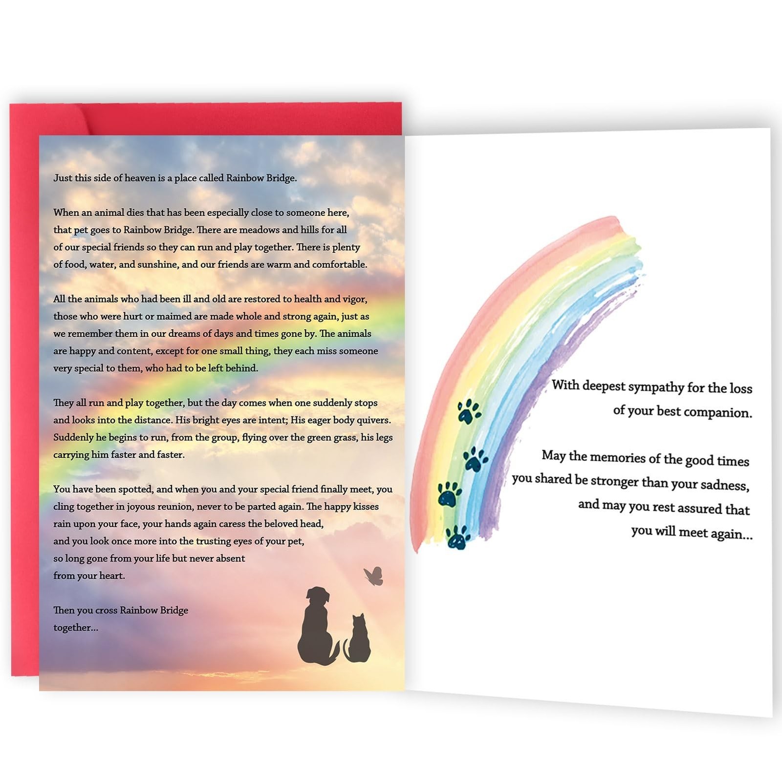 ICOOLYI Rainbow Bridge Pet Sympathy Card – Heartfelt Memorial Card for Dog