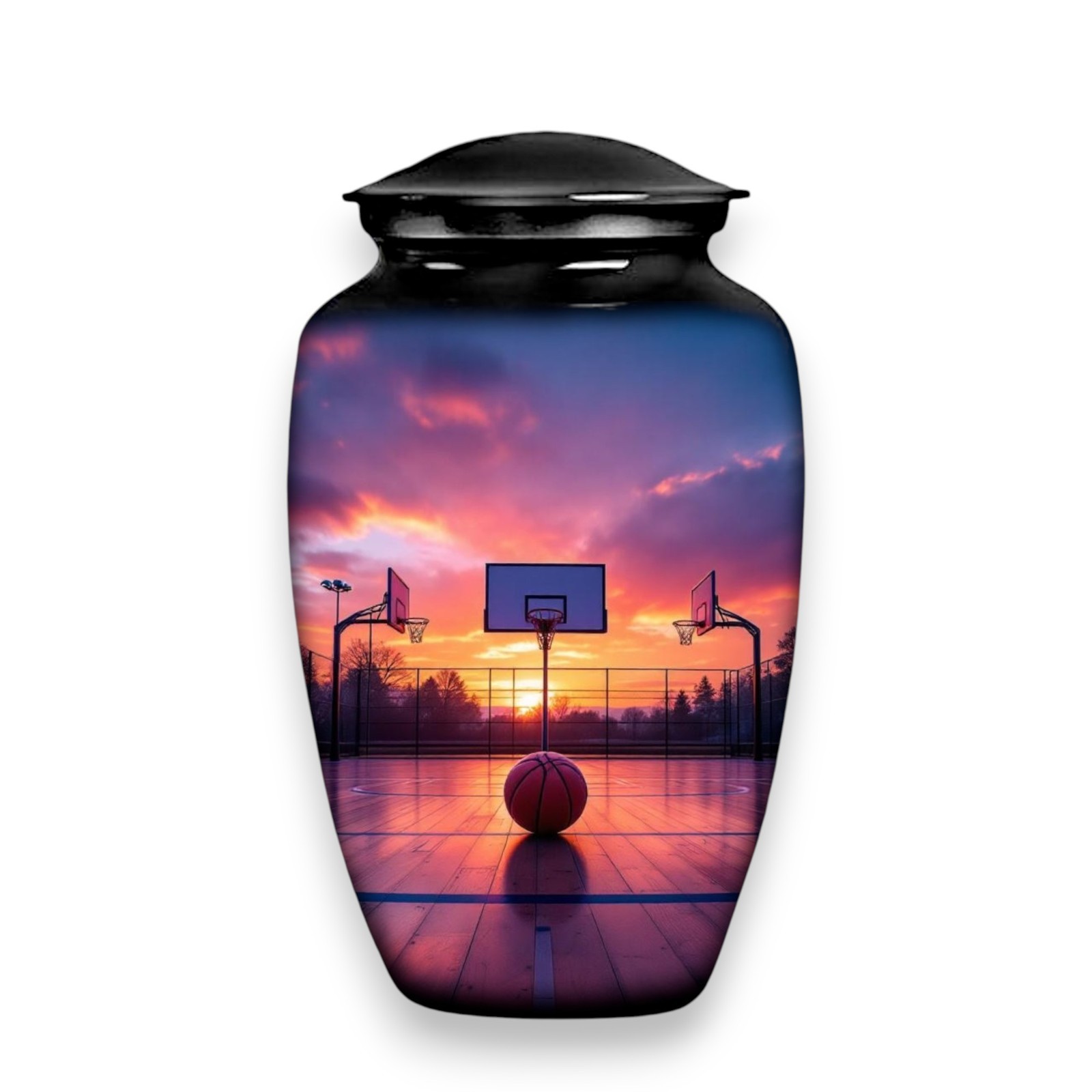Large Black Basketball Cremation Urn Human Ashes for Your Love Ones Earns w/Bag