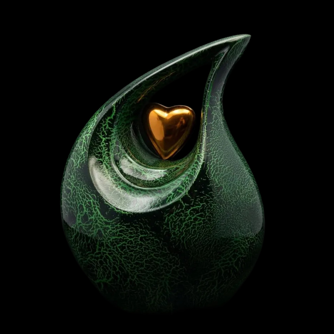 Large Emerald Green Teardrop Cremation Urn for Human Ashes Adult Male Female